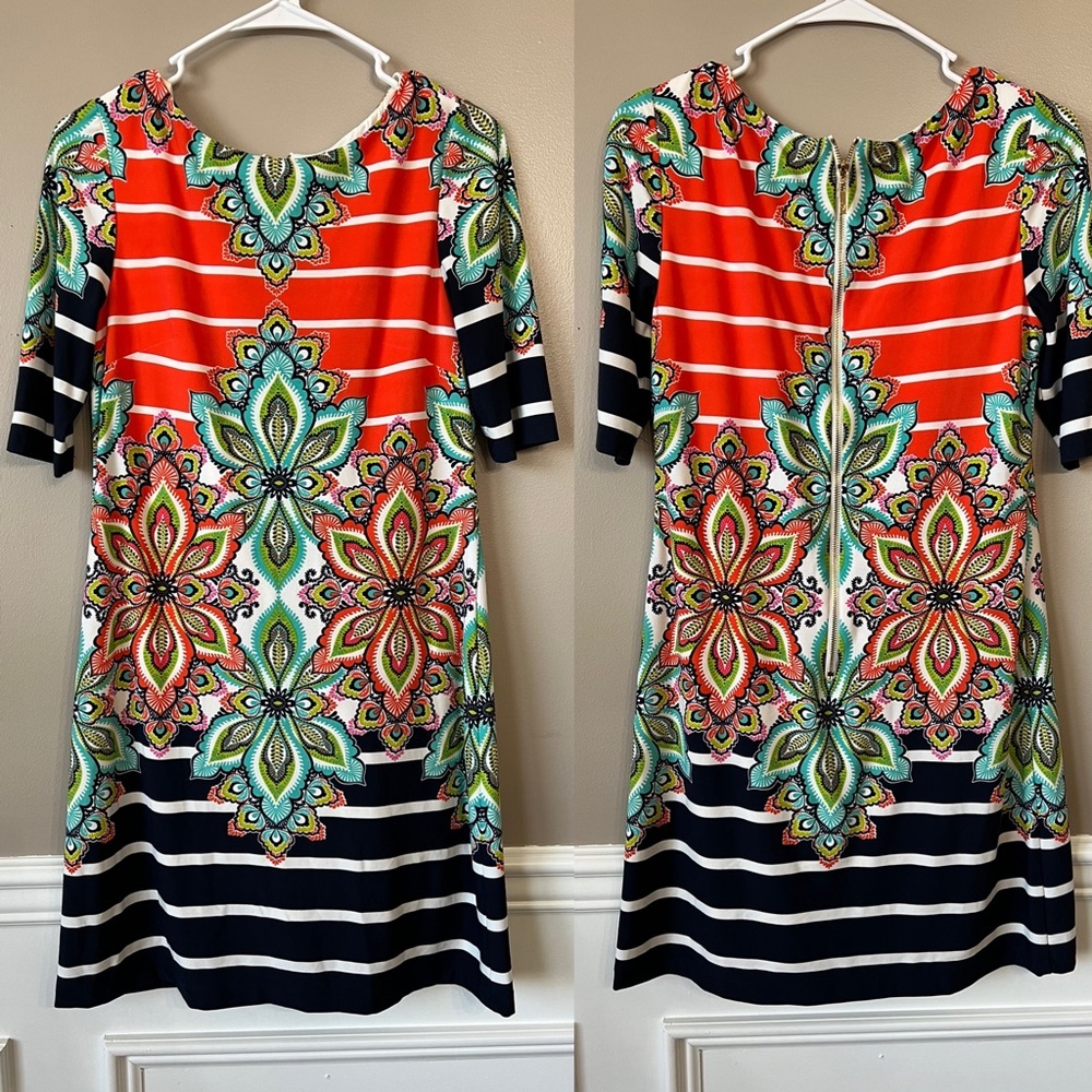 Eliza J Knit Striped Pattern Shift Dress